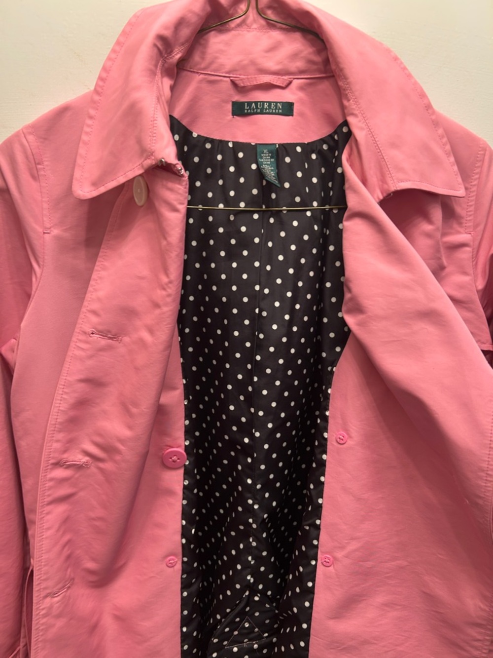 Ralph Lauren Roses Pink Double-Breasted Trench Raincoat with Belt - Picture 4 of 15